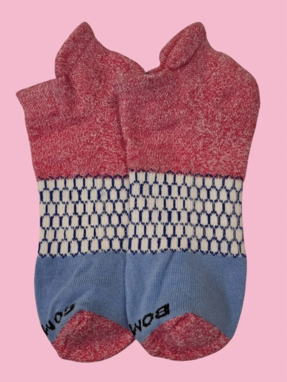 Bombas Medium Ankle Socks Pink Blue 5 Pair BNWT Unisex Honeycomb Arch Support